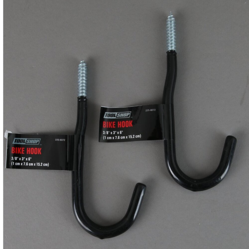 Two Tool Shop 6” bike hooks. 3/8”x3”x6” 225-6072